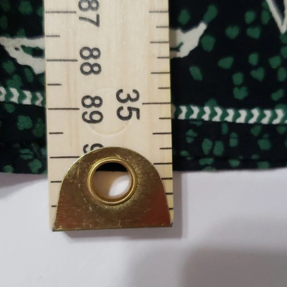 LOFT Floral Print Dress Sz Medium Smocked Green White Ruffle Cap Sleeves Cottage - Picture 11 of 14